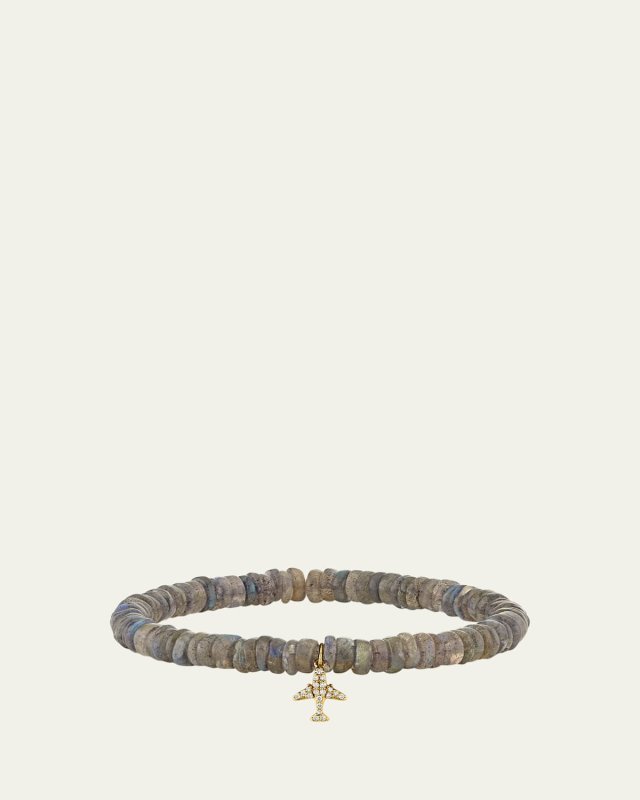 Labradorite Airplane Charm Bracelet with Diamonds